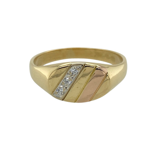 9ct Gold & Cubic Zirconia Oval Signet Ring