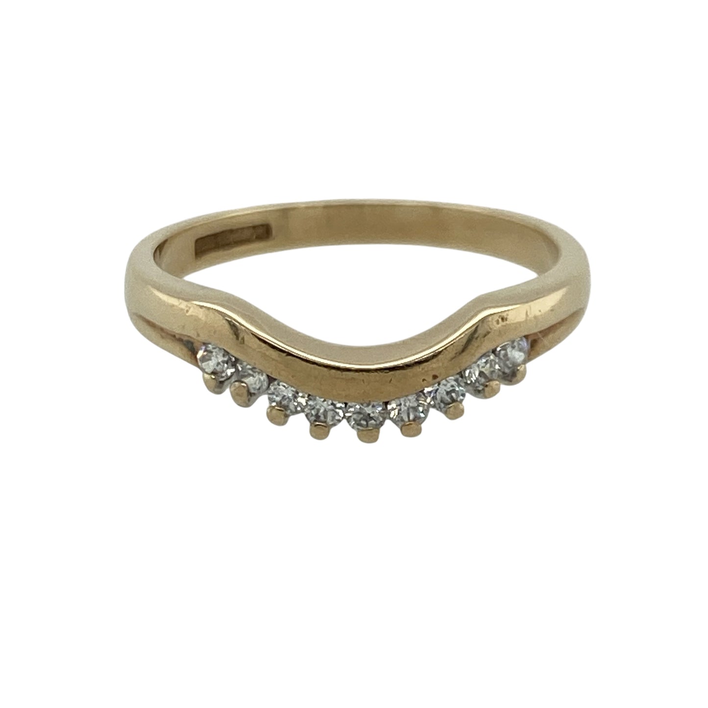 9ct Gold & Cubic Zirconia Wishbone Ring