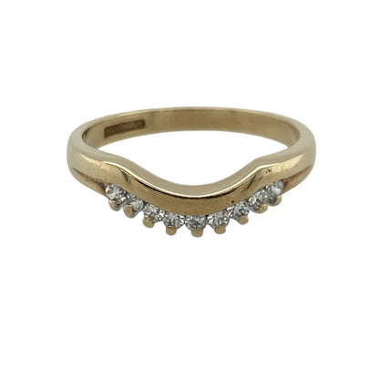 9ct Gold & Cubic Zirconia Wishbone Ring