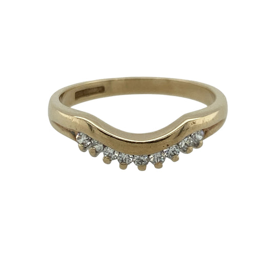 9ct Gold & Cubic Zirconia Wishbone Ring