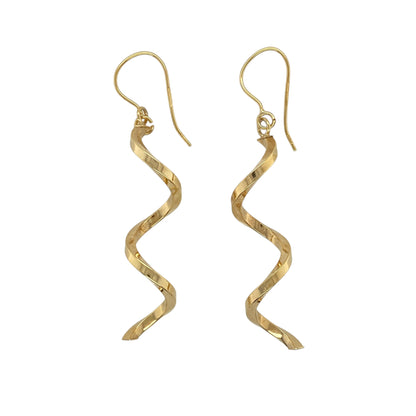 Add a contemporary touch to your jewellery collection with these pre-owned 9ct yellow gold spiral drop earrings. Their elegant twisted design offers subtle movement and timeless style, making them perfect for both everyday wear and special occasions.

Design: The earrings feature a graceful spiral drop design with polished twists that catch the light beautifully, creating an elegant and modern look.