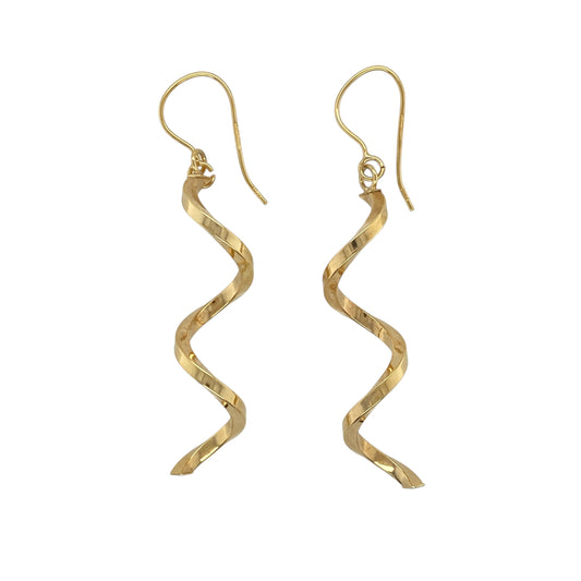 Add a contemporary touch to your jewellery collection with these pre-owned 9ct yellow gold spiral drop earrings. Their elegant twisted design offers subtle movement and timeless style, making them perfect for both everyday wear and special occasions.

Design: The earrings feature a graceful spiral drop design with polished twists that catch the light beautifully, creating an elegant and modern look.