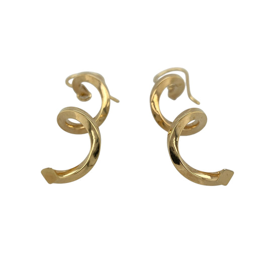 9ct Gold Spiral Drop Earrings