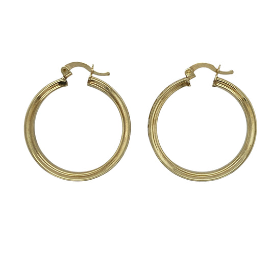 9ct Gold & Cubic Zirconia Round Creole Earrings