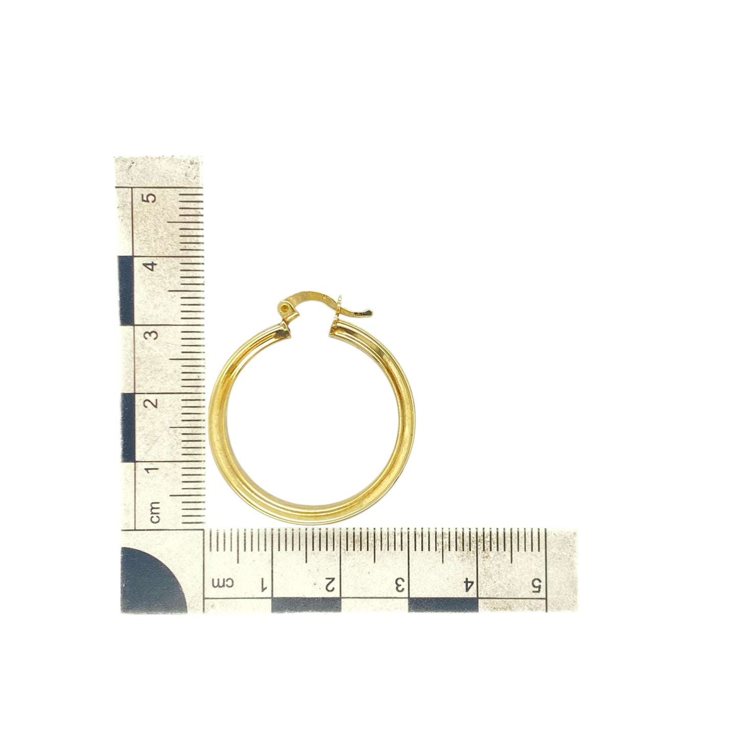 9ct Gold & Cubic Zirconia Round Creole Earrings