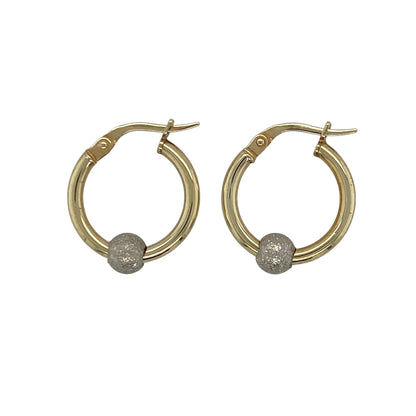 9ct Gold Sparkle Ball Creole Earrings