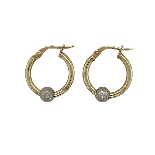9ct Gold Sparkle Ball Creole Earrings