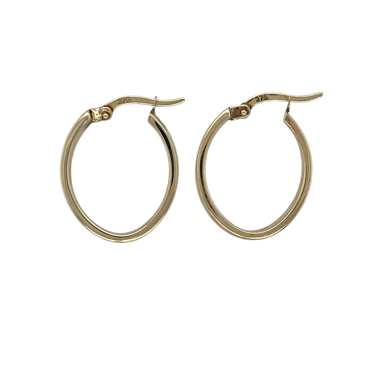 9ct Gold Plain Oval Creole Earrings