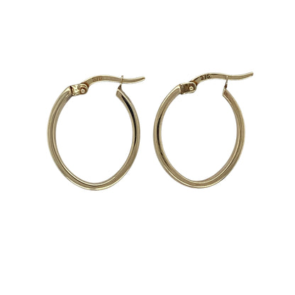 9ct Gold Plain Oval Creole Earrings