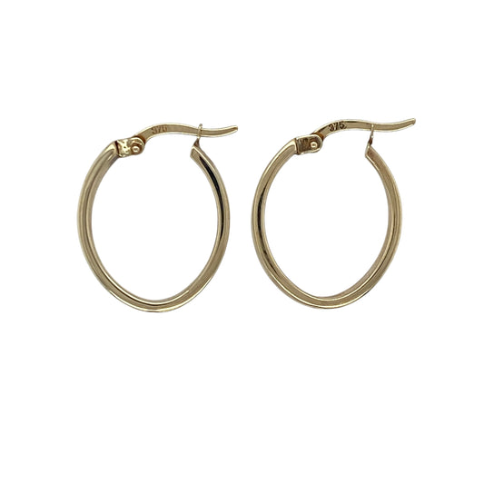 9ct Gold Plain Oval Creole Earrings