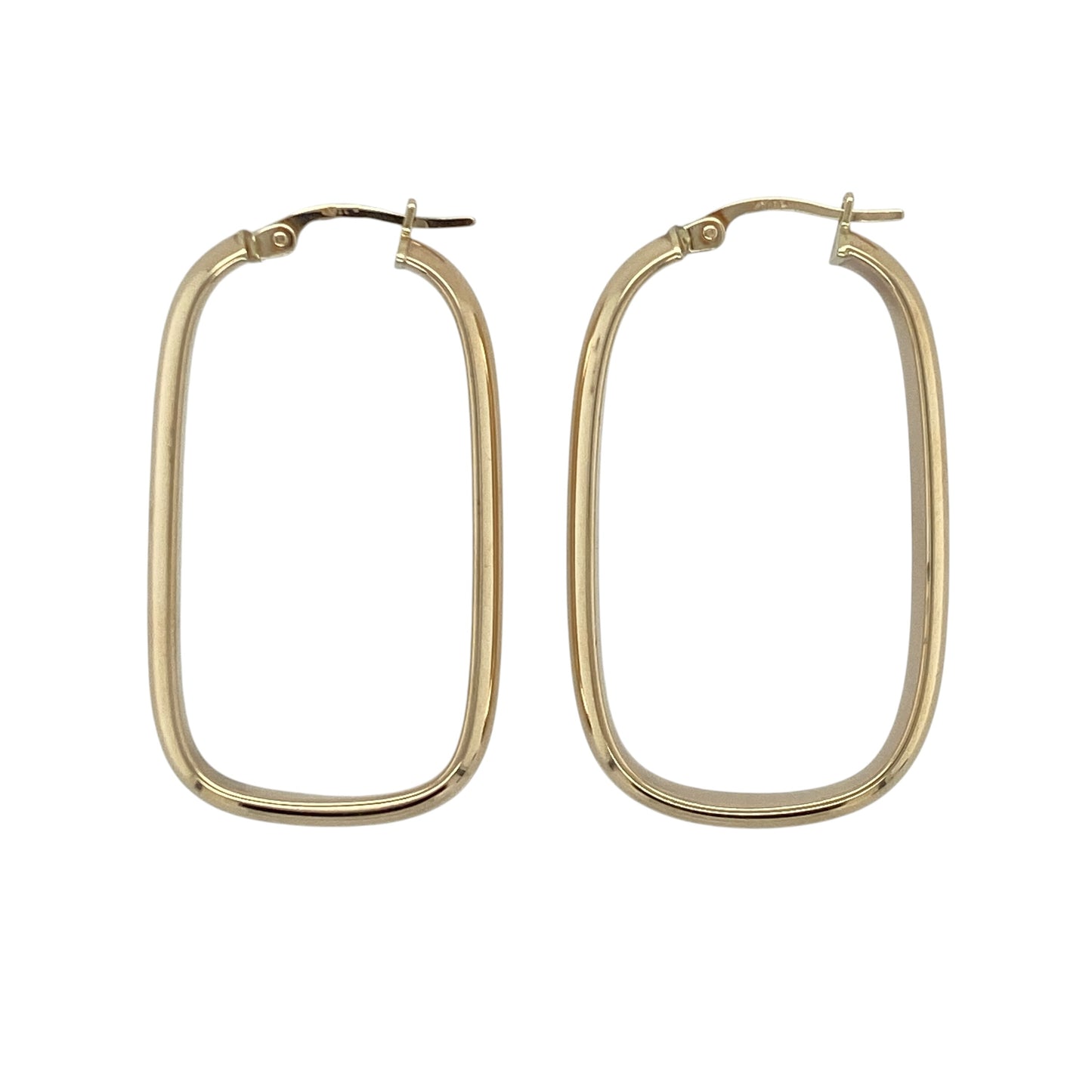 9ct Gold Plain Rectangle Creole Earrings