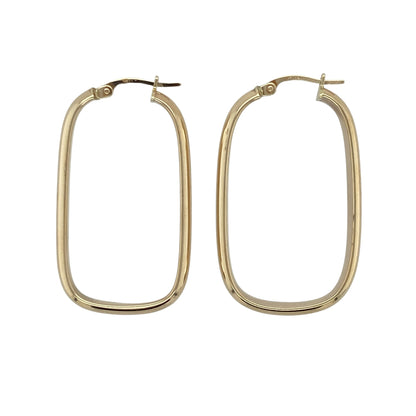 9ct Gold Plain Rectangle Creole Earrings