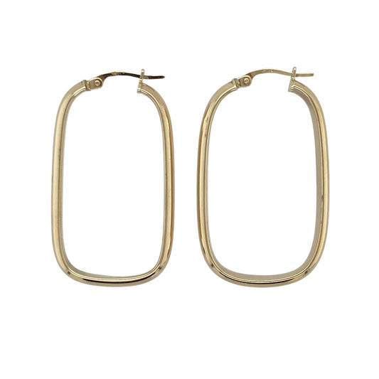 9ct Gold Plain Rectangle Creole Earrings