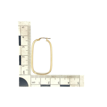 9ct Gold Plain Rectangle Creole Earrings