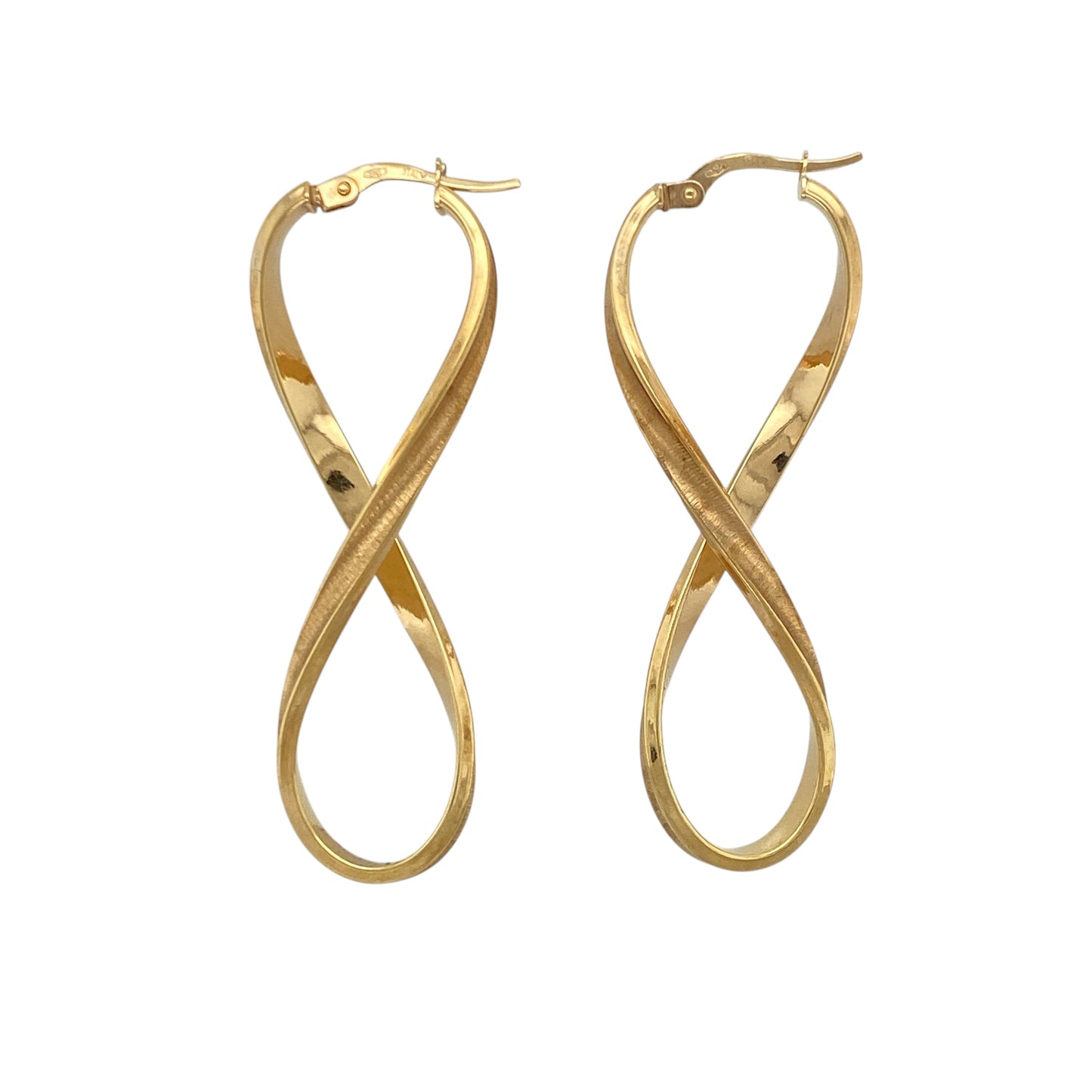 9ct Gold Infinity Figure Eight Shaped Creole Earrings