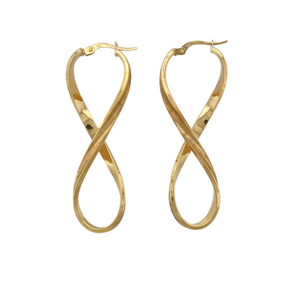 9ct Gold Infinity Figure Eight Shaped Creole Earrings