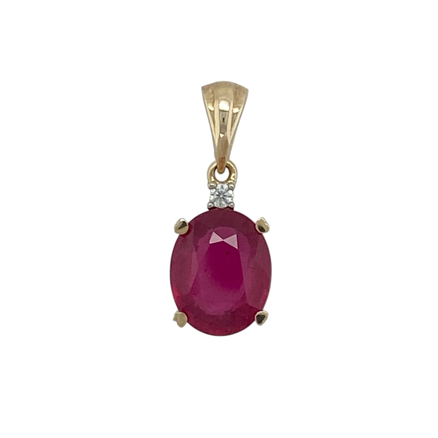 9ct Gold Ruby & Cubic Zirconia Pendant