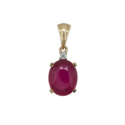 9ct Gold Ruby & Cubic Zirconia Pendant
