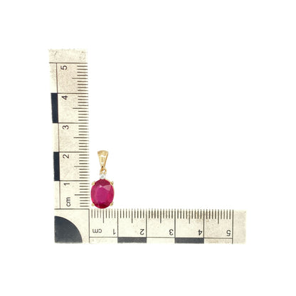 9ct Gold Ruby & Cubic Zirconia Pendant