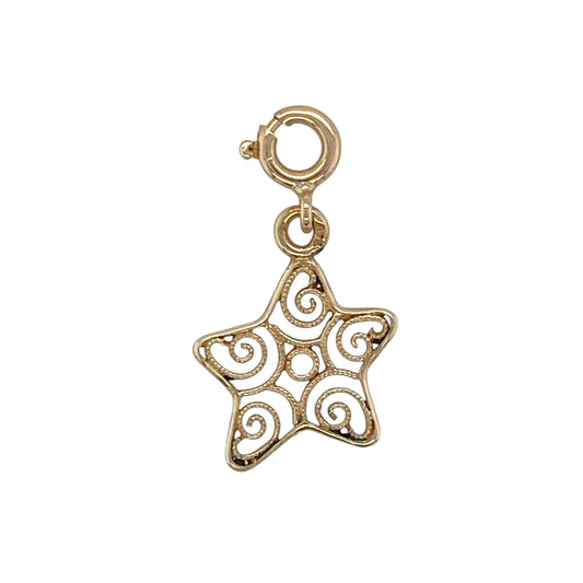 9ct Gold Swirl Star Charm