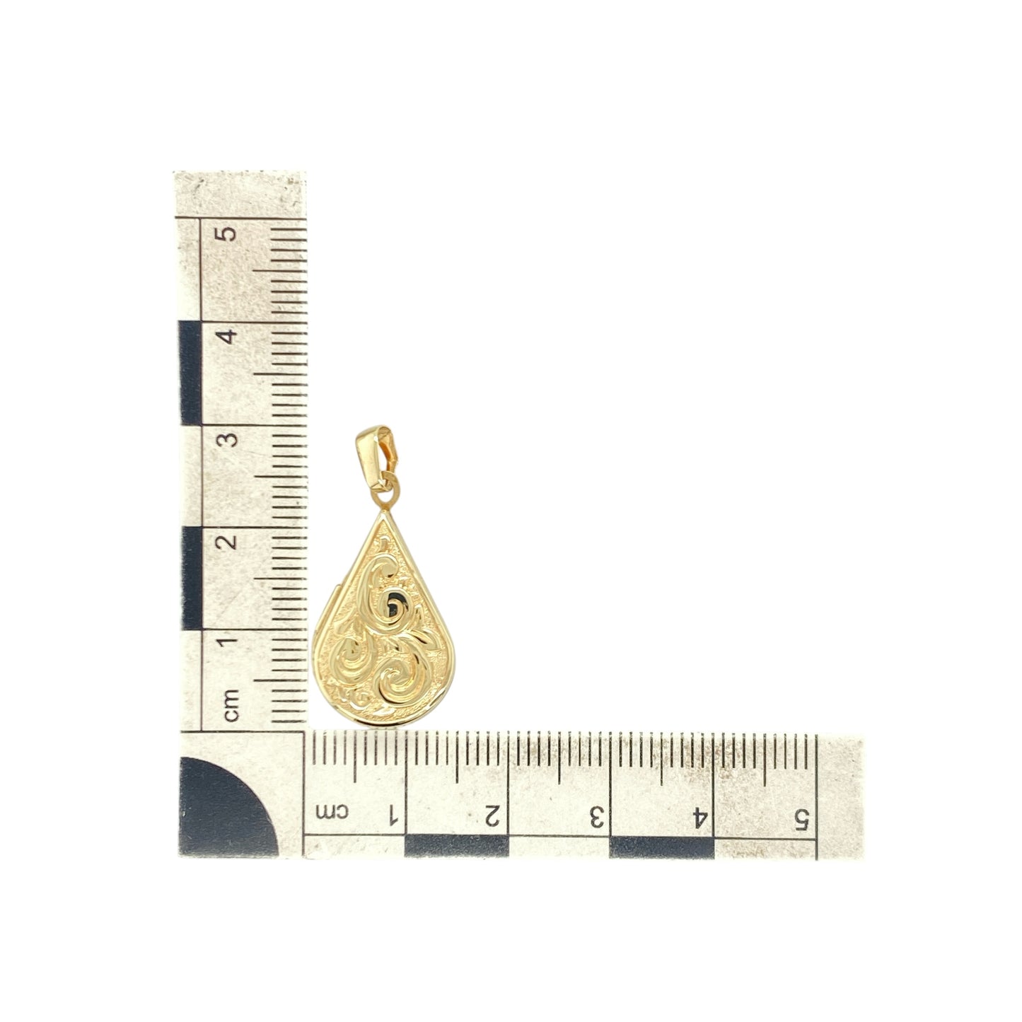 9ct Gold Patterned Teardrop Locket