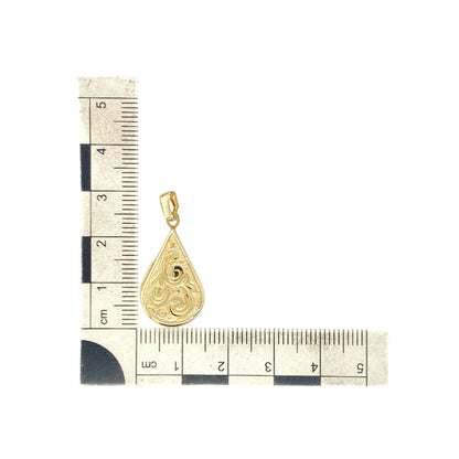 9ct Gold Patterned Teardrop Locket