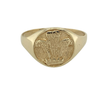 9ct Gold Welsh Three Feathers Signet Ring