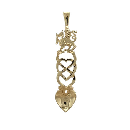 9ct Gold Welsh Dragon Celtic Heart Style Lovespoon Pendant