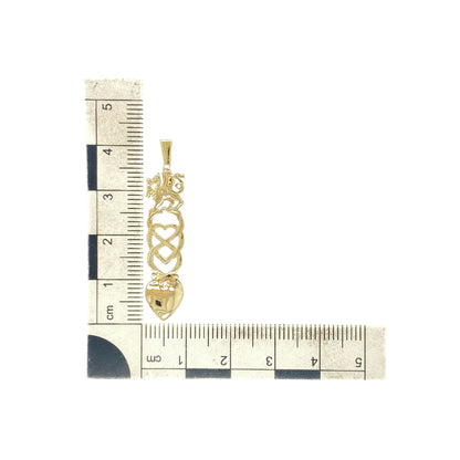 9ct Gold Welsh Dragon Celtic Heart Style Lovespoon Pendant