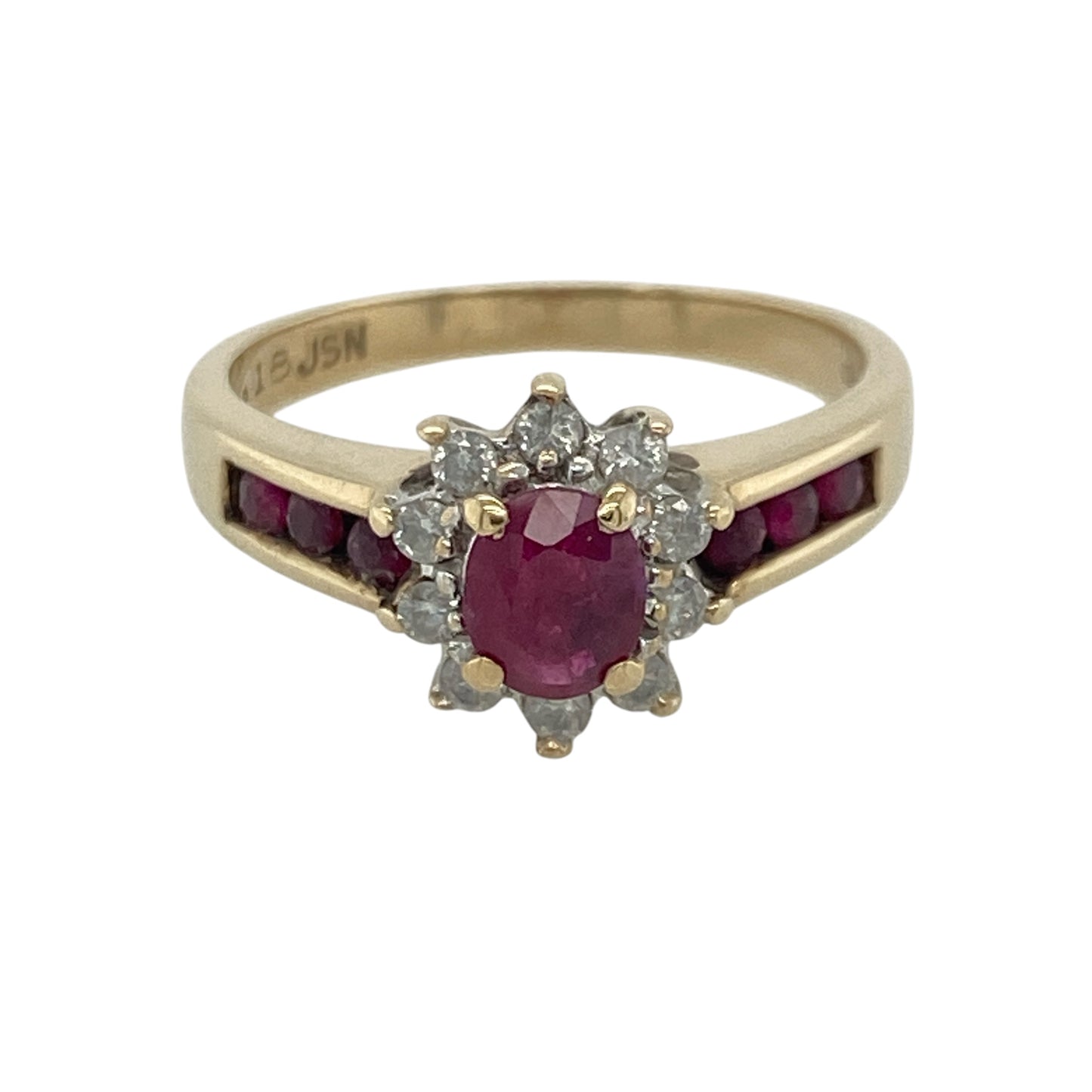 9ct Gold Diamond & Ruby Cluster Ring
