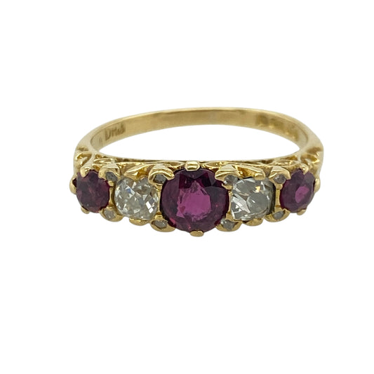 18ct Gold Diamond & Ruby Band Ring