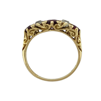 18ct Gold Diamond & Ruby Band Ring