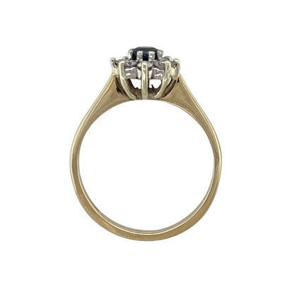 9ct Gold Diamond & Sapphire Cluster Ring