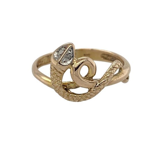 9ct Gold & Diamond Snake Ring