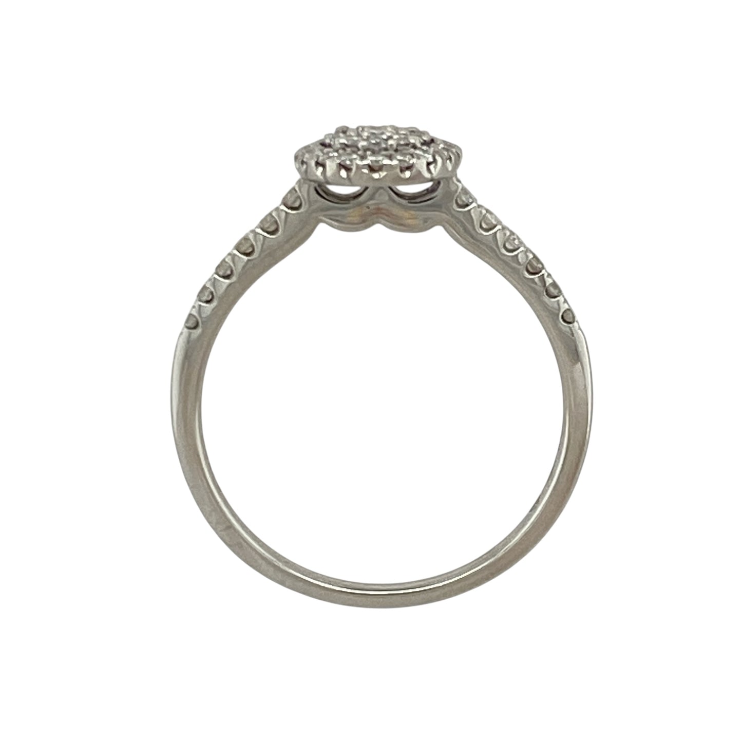 9ct White Gold & Diamond Oval Cluster Ring