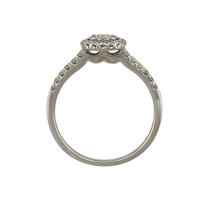 9ct White Gold & Diamond Oval Cluster Ring