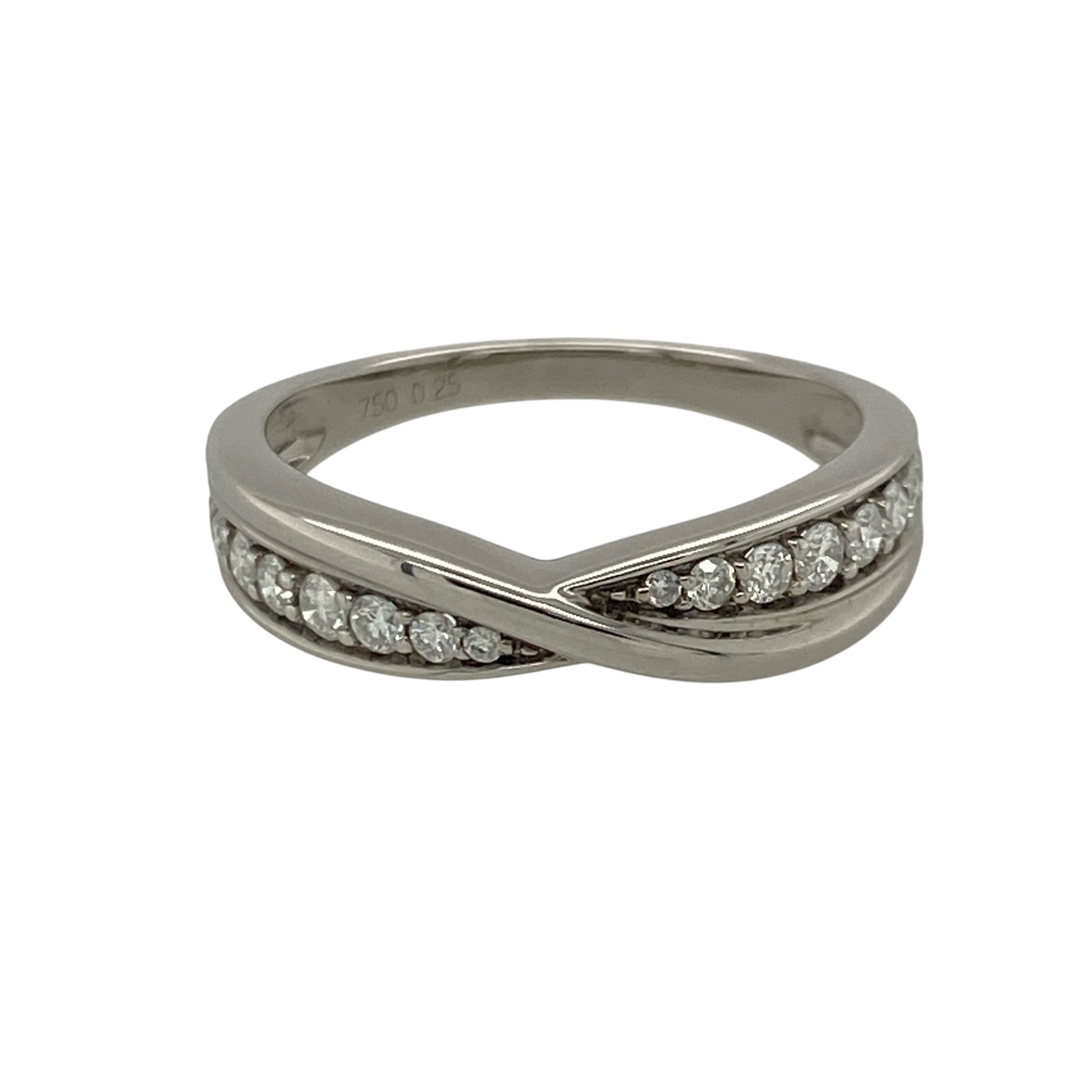 18ct White Gold & Diamond Crossover Band Ring