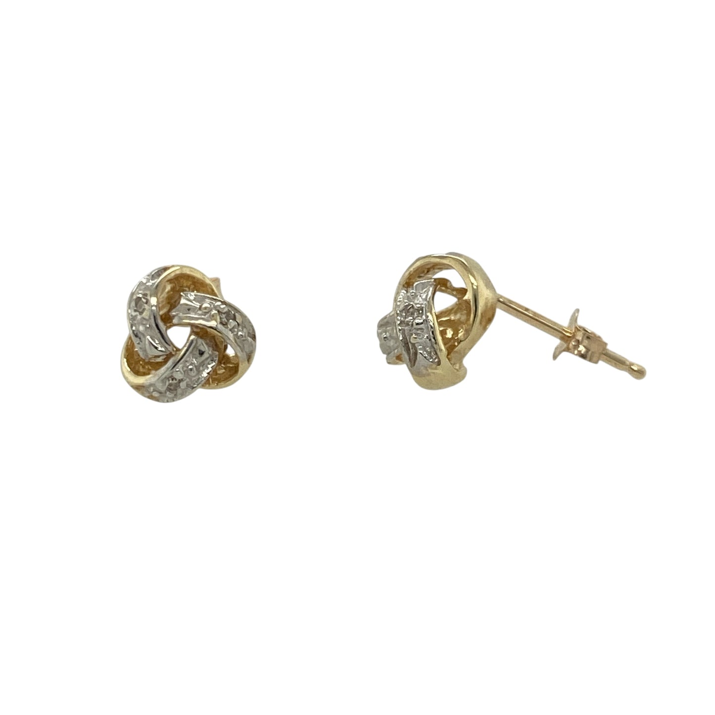 9ct Gold & Diamond Knot Stud Earrings