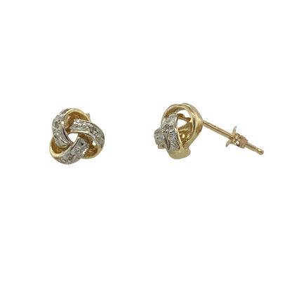 9ct Gold & Diamond Knot Stud Earrings