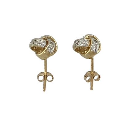 9ct Gold & Diamond Knot Stud Earrings