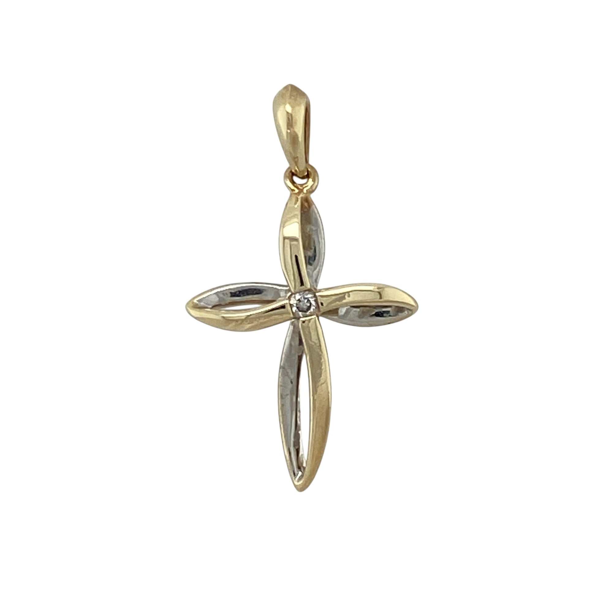 9ct Gold & Diamond Twisted Cross Pendant