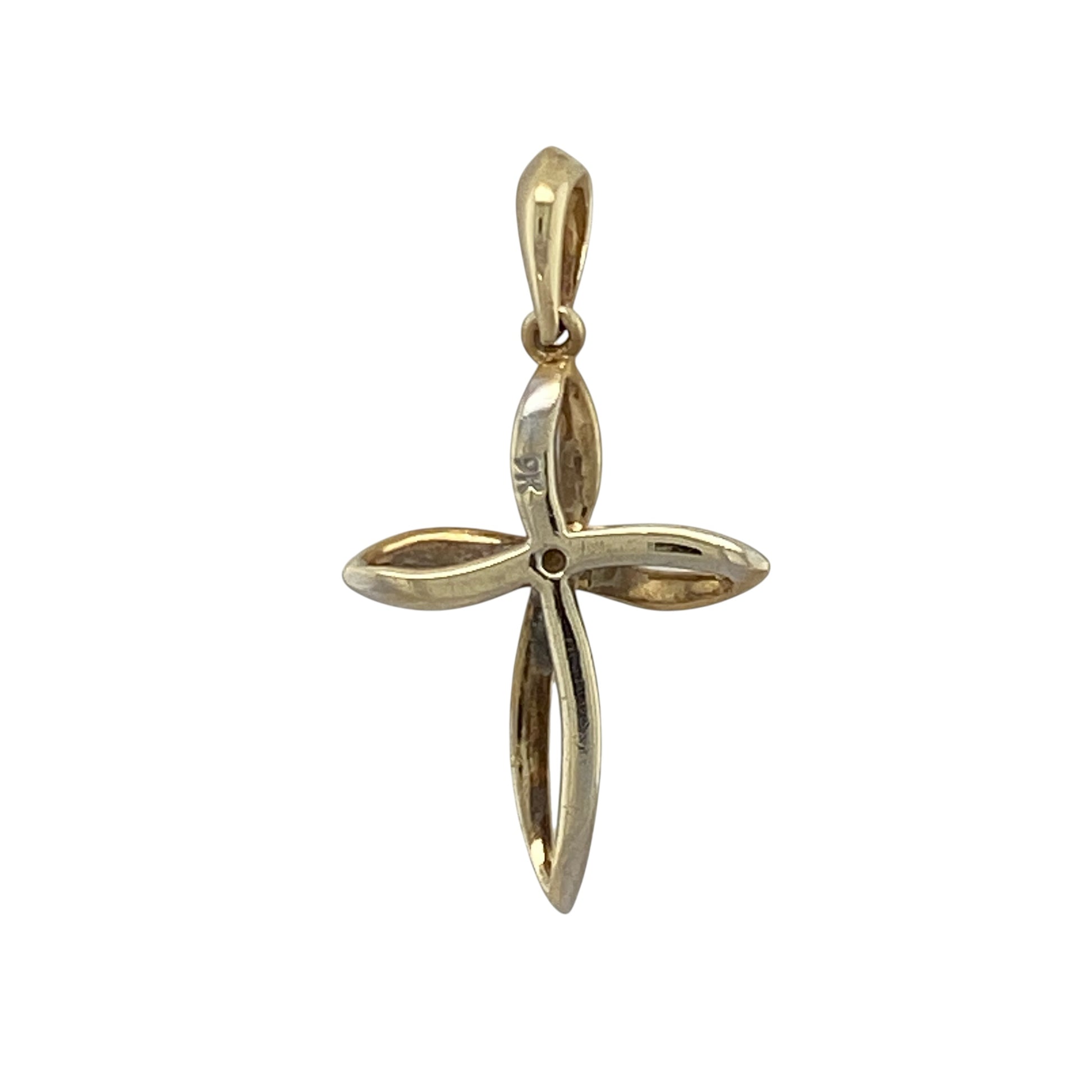 A timeless symbol of faith and style, this pre-owned 9ct yellow and white gold diamond twisted cross pendant offers a modern take on a classic design. The elegant twisted effect, combined with sparkling diamond accents, makes it a meaningful piece that can be worn every day or given as a thoughtful gift.

Design: The pendant features a classic cross design with intertwined yellow and white gold sections, enhanced by genuine diamond accents for a subtle touch of sparkle.