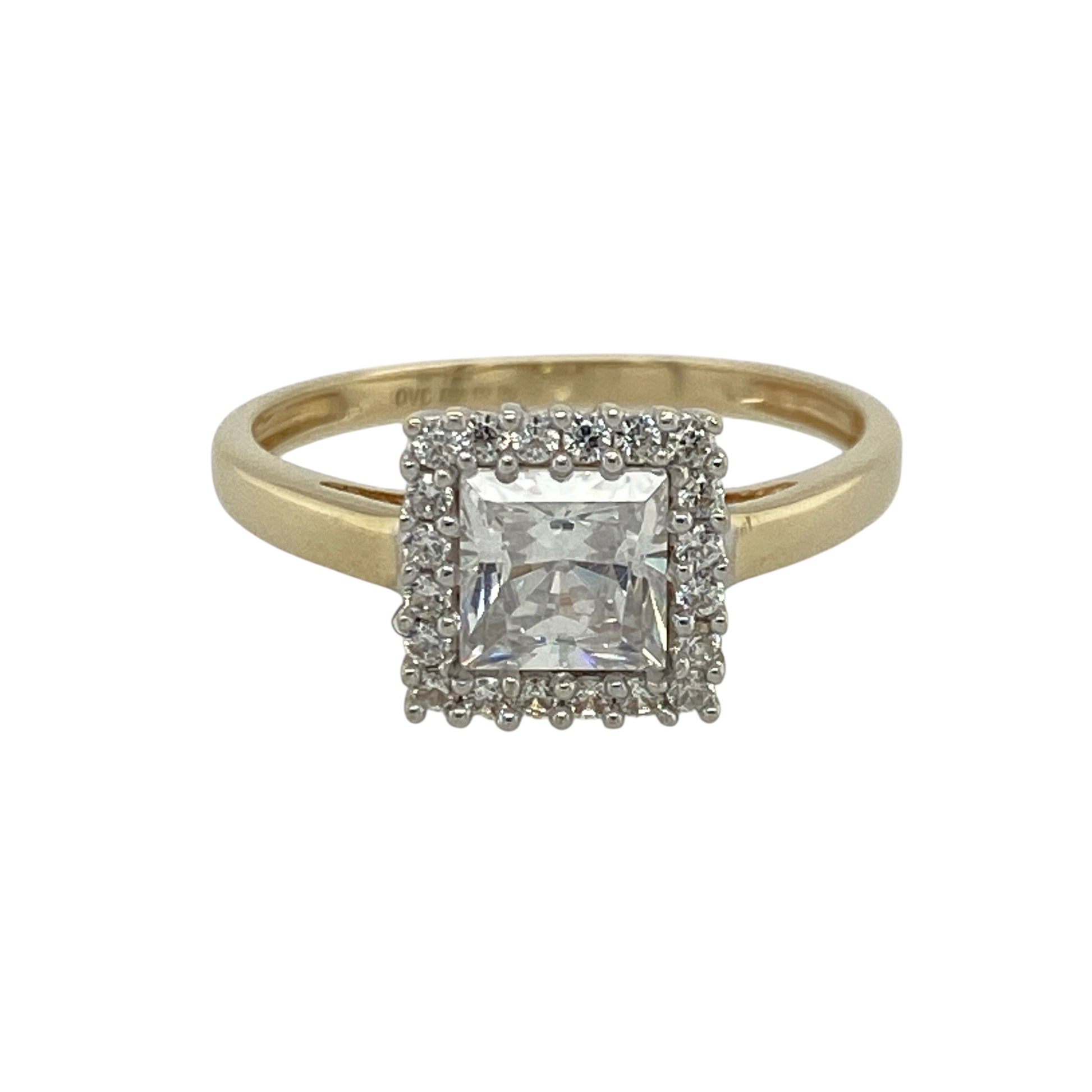 14ct Gold & Cubic Zirconia Square Cluster Ring