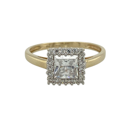 14ct Gold & Cubic Zirconia Square Cluster Ring