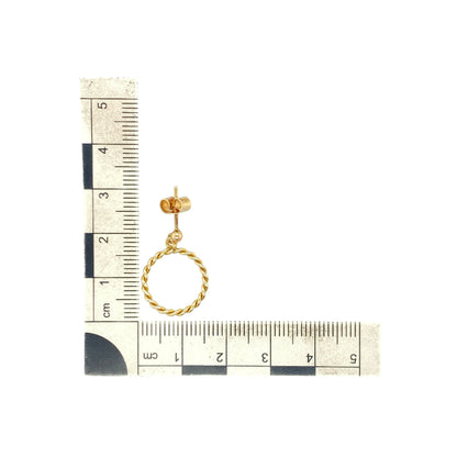 9ct Gold Twisted Rope Round Drop Earrings