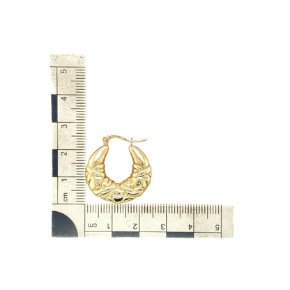 9ct Gold Patterned Textured Creole Earrings