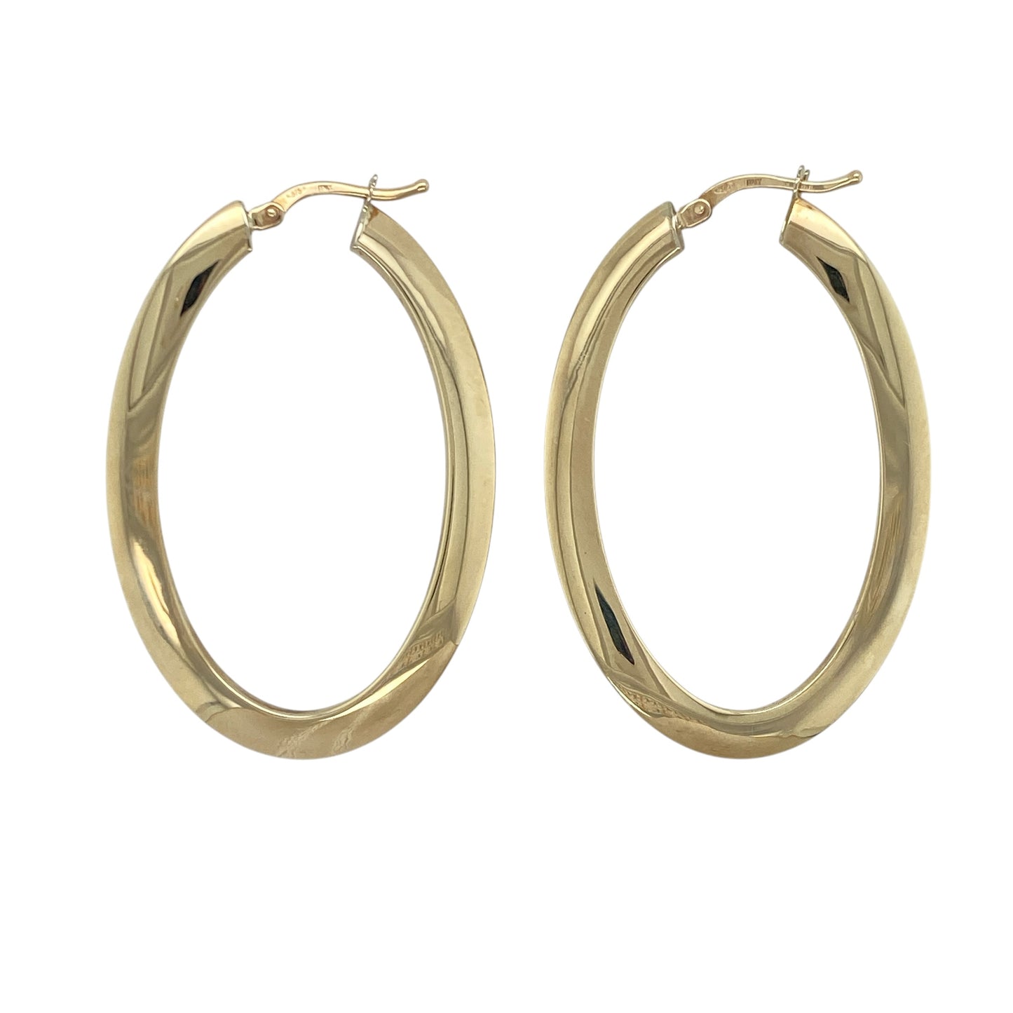 9ct Gold Curved Oval Creole Earrings