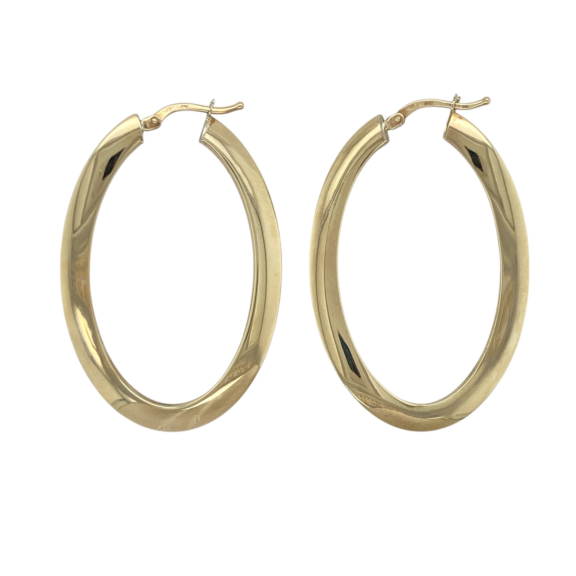 9ct Gold Curved Oval Creole Earrings