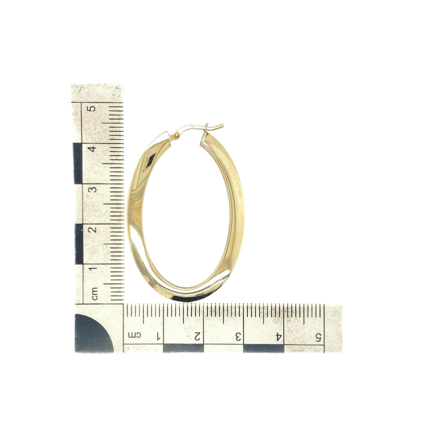9ct Gold Curved Oval Creole Earrings