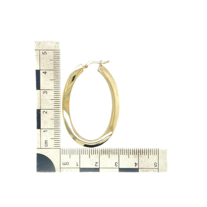 9ct Gold Curved Oval Creole Earrings
